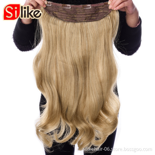 Silike 230g 32 inch Stretched Wavy water curly Heat Resistant Fiber 4 Clips one Piece Clip in curly  Synthetic Hair Extensions